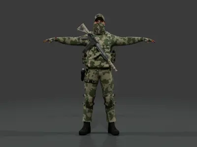 Modern Soldier Outfit Modular 3D Character Kit Low-poly 3D model