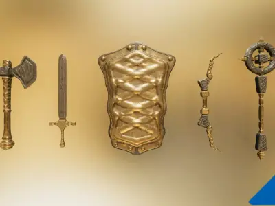 Ancient Fantasy Weapons Low-poly 3D model