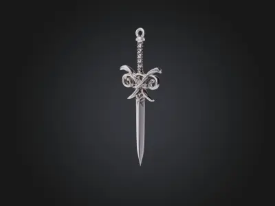 Silver elegance sword dagger Low-poly 3D model