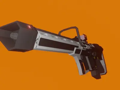 Low-poly Futuristic Triple Barrel Sniper Rifle Low-poly 3D model