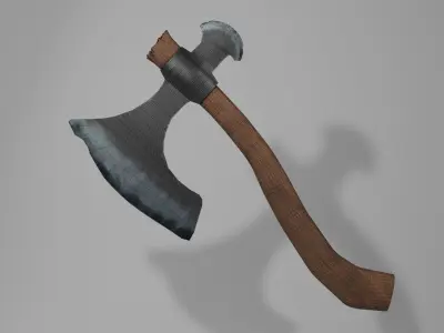 Battle Axe Low-poly 3D model 18