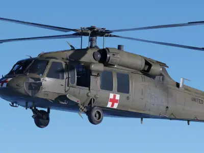 UH-60 Blackhawk Fully-Rigged Animated Game Ready 2 Skins Low-poly 3D model