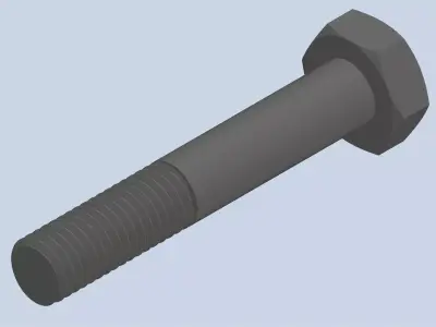 Bolt Partial Thread Hexagonal Head M10x60mm 3D model