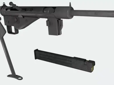 MP3008 WWII German Sub Machine Gun Game-Ready Low-poly 3D model
