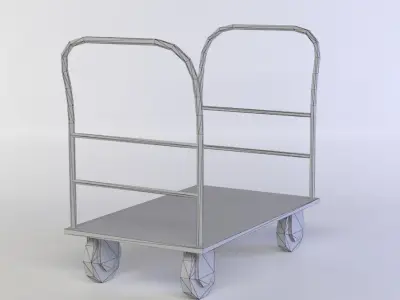 Trolley metal hand cart with wheels Low-poly 3D model