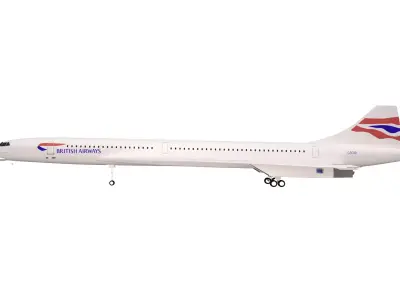 British Airways Concorde Supersonic Flight Low-poly 3D model