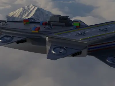 Flying Military Ship Low-poly 3D model purchase