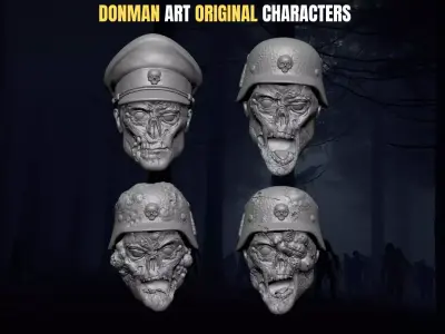 The Skin Ripper Army Head Collection for Action Figures 3D print model