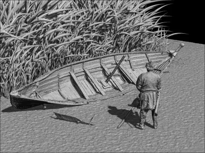 Wiking ship FREA Low-poly 3D model