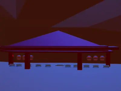 Temple japanese hut in snow Free low-poly 3D model
