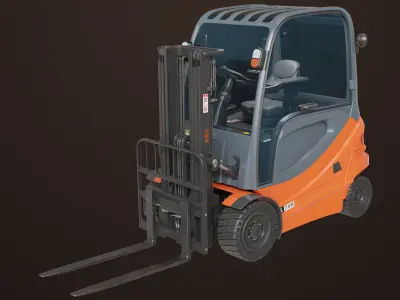 Forklift Truck 01 Orange All PBR Unity UE Textures Low-poly 3D model