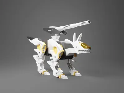 Wolf robotics model with military weapon 3D model purchase