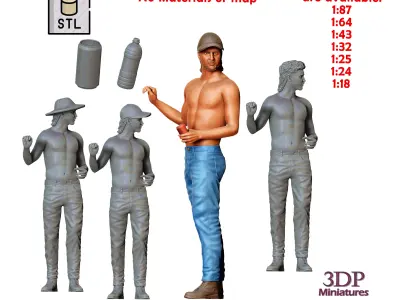 N4 Man from 60s and 70s posing with car 3D print model