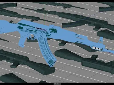 Ak-47 front of motorcycle Free 3D model