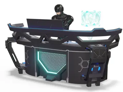  Futuristic Control Panel with Operator 