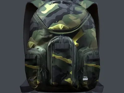 Backpack Camping Generic military human bag storqge baggage Low-poly 3D model 14