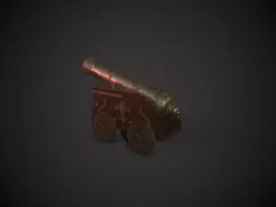Stylized Medieval Cannon Low-poly 3D model