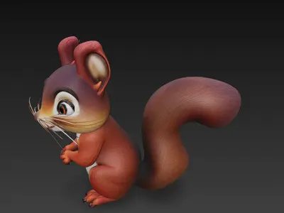 Squirrel Realistic 3D Model Basic - Low Poly Realistic Low-poly 3D model