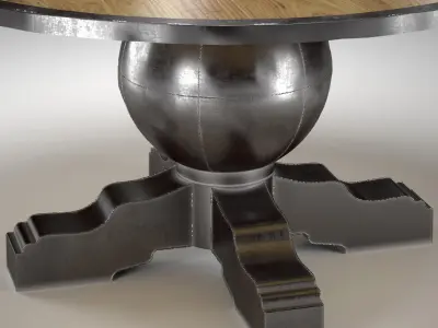 Enzo Industrial Loft Pine Metal Round Dining Table 3D model