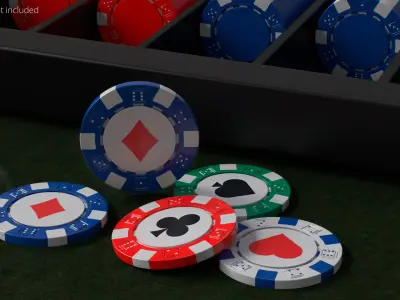 Poker Chip with Cards Symbol 3D model