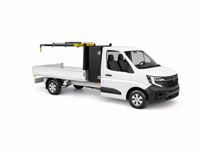 Flatbed Crane Truck Mobile Lifting Cargo Transport Vehicle 02 3D model
