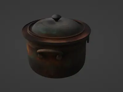 Rustic Iron Cooking Pot with Lid 3D model