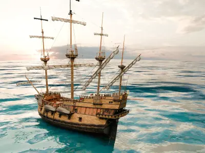  Sailing Ship Low-poly 3D model