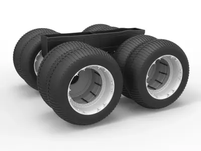 Chassis of vintage monster truck double wheels 1 to 25 3D print model