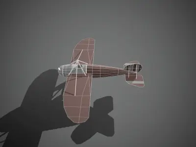 Airplane cartoon - 07 Low-poly 3D model