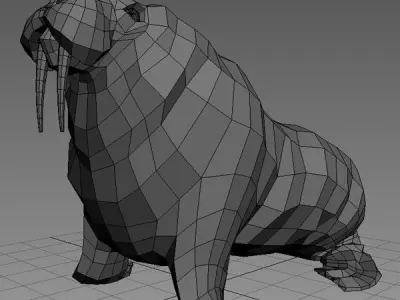 Walrus Base Mesh Low-poly 3D model purchase