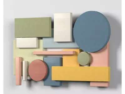 Wall Colored shapes Decoration - 60x35 - Collection - Part 6 3D model