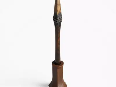 Fantasy Wooden Spear with Stand Low-poly 3D model