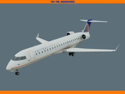 CRJ700 United Low-poly 3D model