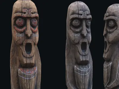 Totem wood 4 pbr 4k Low-poly 3D model