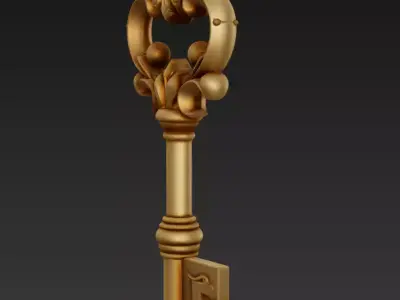 Antique Baroque Key - Royal Relic Sculpture 3D Model 3D print model