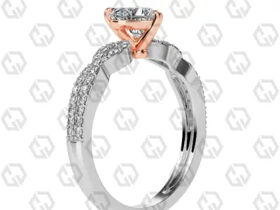 Ring 144 Heart shape twisted shank pave set ring 3D print model