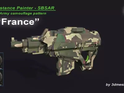 France - Army Camouflage Pattern - SBSAR Material 3D model