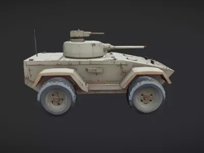 military armored vehicle with turret cannon 3D model