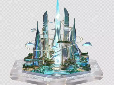 Alien Sci-Fi City Environment 3D model