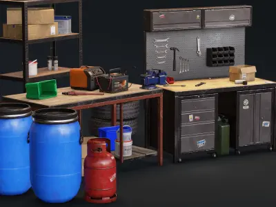 Garage Props Pack Low-poly 3D model purchase