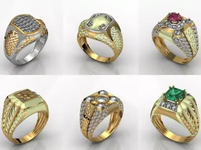 28 GENTS RINGS  GRN 01 TO 28 COMPLETE LOT 3D print model