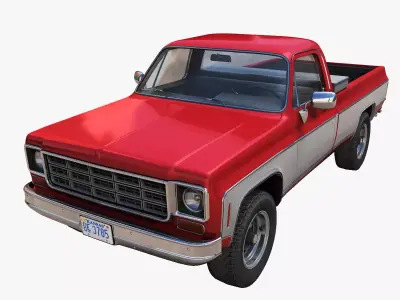 4x4 american pickup truck Low-poly 3D model