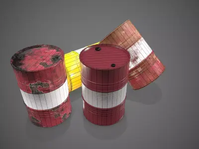 Low poly Oildrum PBR Game-ready barrel Low-poly 3D model