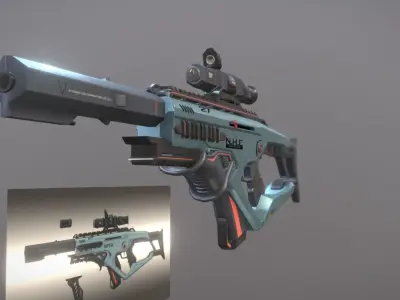 Scifi Gun Low-poly 3D model get