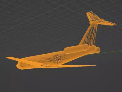 Fictional Twin Rear Engine Jetliner DC-9-30 Inspired series 3D model