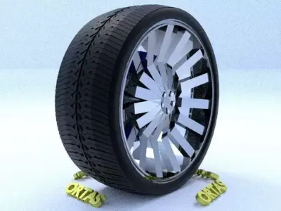 ORTAS CAR RIM 10 GAME READY RIM TIRE AND DISC 3D model