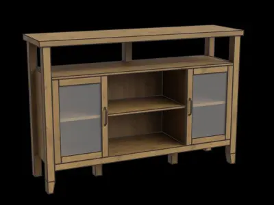 Rustic Wood Tv Stand 3D model