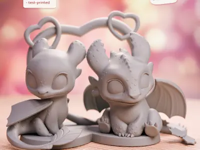 Toothless and Light fury 3D print model