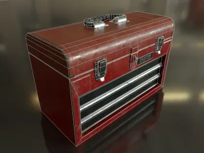 Toolbox tool box on table Low-poly 3D model