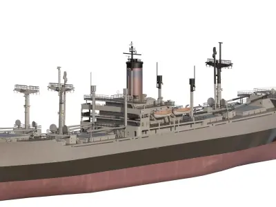 WW2 US NAVY MEDIUM SIZE CARGO SHIP 3D model